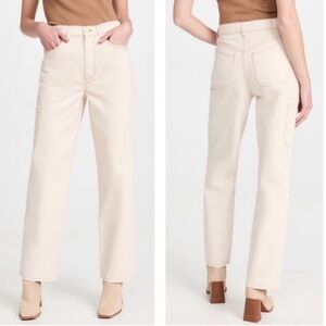 Triarchy Revolve NWT 31 Ms. Klieo High Rise Cargo Baggy‎ Jeans Cream Ecru White